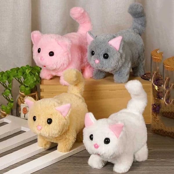 Electronic Interactive Cat Kawaii Simulation Plush Toys Cute Cats Walking Wagging Tail With Sound Stuffed Animals Peluche Dolls Y240814