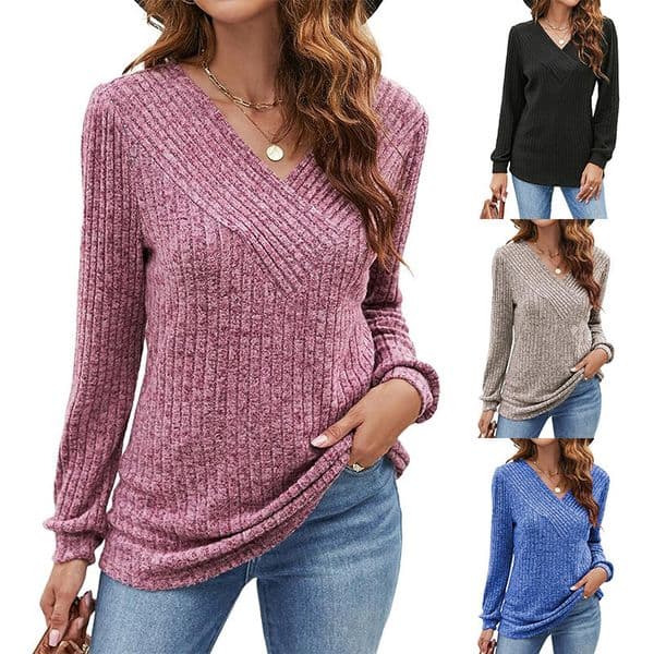 2024 autumn and winter new plus size long sleeved V-neck casual top with pit stripe women's hoodie