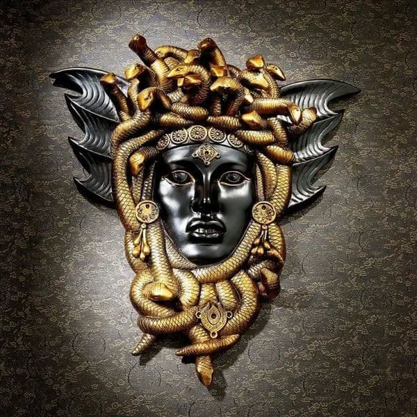 Update Medusa Greek Snake Head Plaque Resin Wall Sculpture Home Decorations 240816