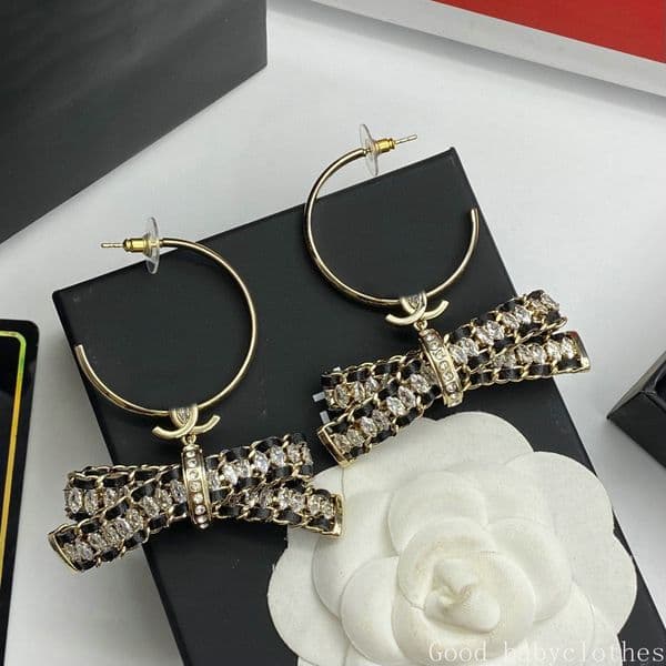Fashion bow leather enamel jewelry womens Brass gold plated earring trendy designer earrings jewlery gift