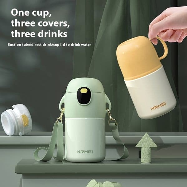 Children's insulated cup, specifically designed for girls in school, with high aesthetic value, cute baby straws, water kettle, portable water cup