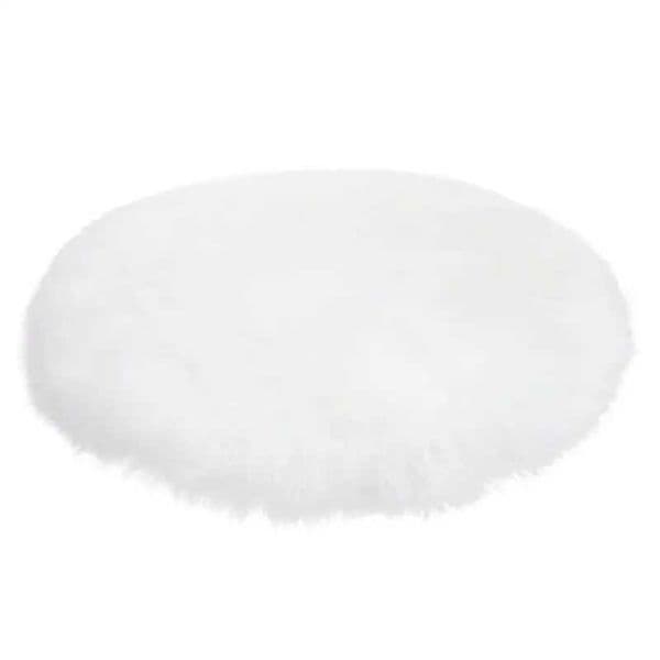 Circular carpet furry plush carpet soft synthetic sheepskin carpet bedroom and living room floor white household floor mat W240815