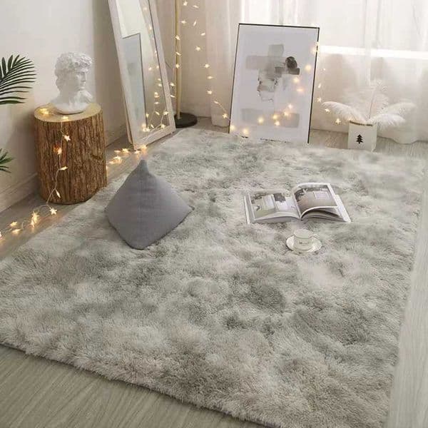 Solid color simple carpet bedroom large area coverage simple bedding silk hair tie dye carpet room thickening W240815