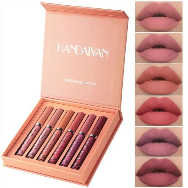 DROP ship HANDAIYAN 6Colors/Sets Liquid Matte Velvet Lipstick Set Lipgloss Makeup Nude Lip Glosses Waterproof Natural Moisturizer 505999