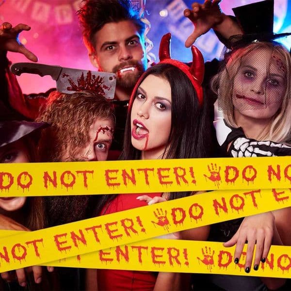 Halloween warning sign tape Halloween party danger warning line Garden decoration window warning props 2024 Halloween supplies W240817