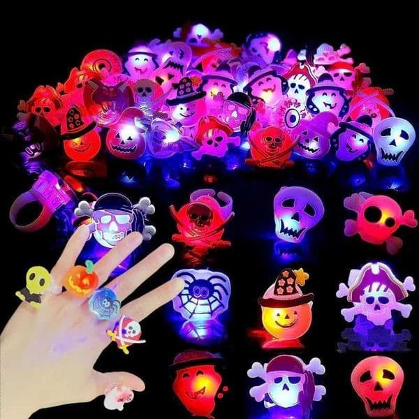 2024 Halloween LED luminous ring creative ghost skeleton glowing in the dark finger ring toy light Christmas jewelry party gift W240817