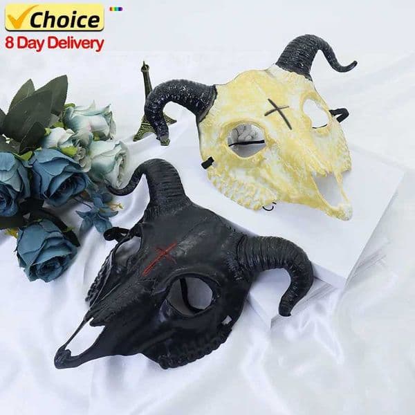 Halloween goat horror mask skull mask makeup costume party costume animal full face mask W240817