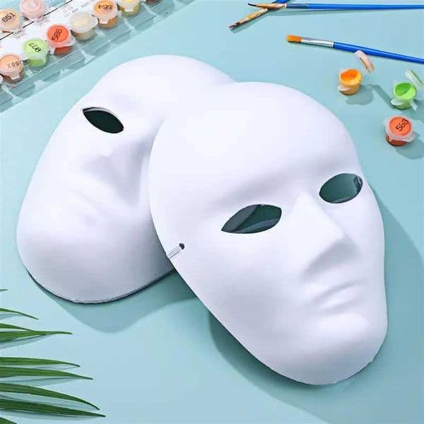 4 DIY full face mask paper blank white Halloween role-playing cat DIY painting couple half animal machine party carnival craft W240817