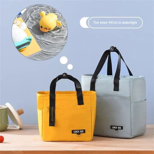 Yellow insulated lunch box large capacity food zipper storage bag cooler travel picnic handbag 241021