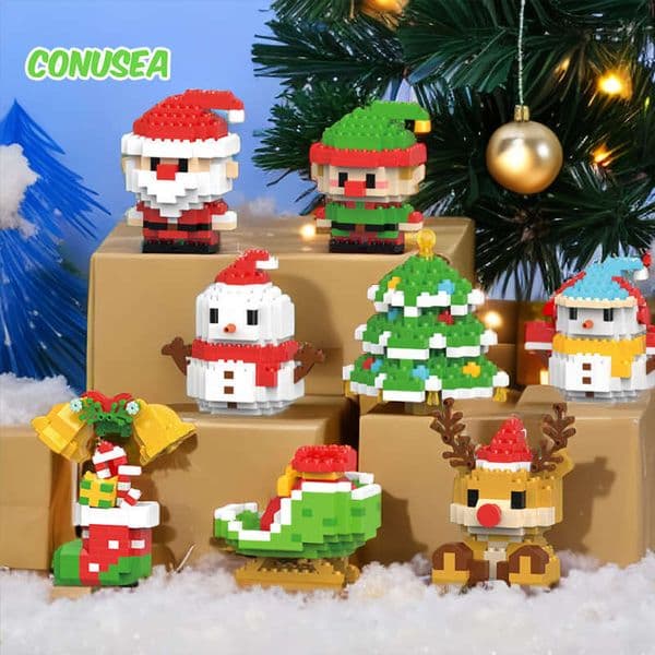 Christmas Gifts Micro Building Block Series Santa Claus Reindeer Puzzle Assembling Bricks Table Decoration Toys Children Kids Santa Claus Block