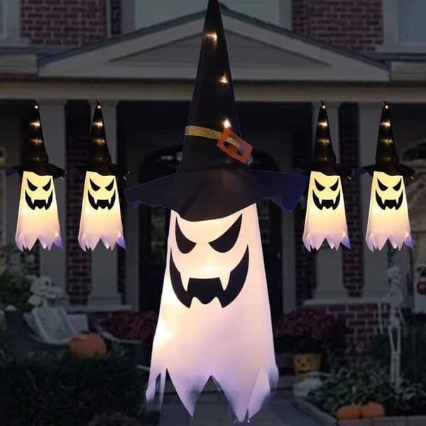 Halloween LED Flash Chandelier Ghost Halloween Party Dress Up Luminous Wizard Hat Light Horror Prop Home Bar Decoration W240820