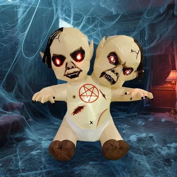 Halloween party creepy double headed baby demon terrifying zombies outdoor and indoor props terrifying outdoor Halloween inflatable W240820