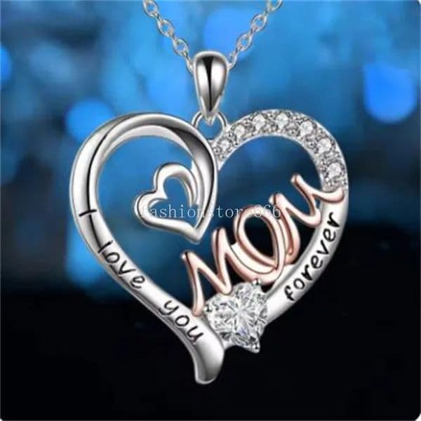 Designer Jewelry Heart Mom Double Love Mother Necklace for Women Zircon Initial Pendant Chain Necklace Mothers Day Gift