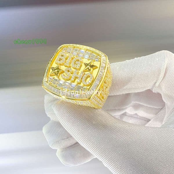 2023 Custom hiphop ring jewelry top quality moissanite VVS diamond sier letter star rings