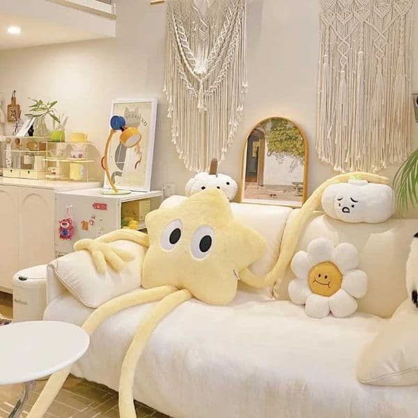 160cm Giant Long Leg Star Plush Pillow Cute Pink Flower Sofa Padding Pad Birthday Gift W240819