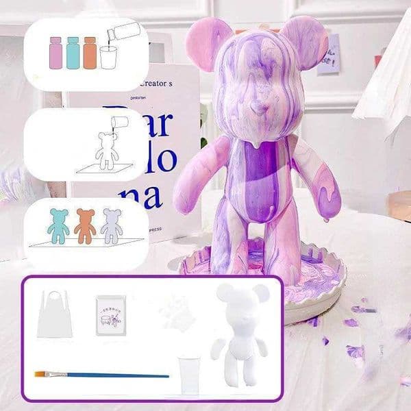 New DIY Paint Liquid Various Animal White Embryo Fluid Bear Rabbit Hand drawn Doll Statues Home Decoration Storage Can W240823