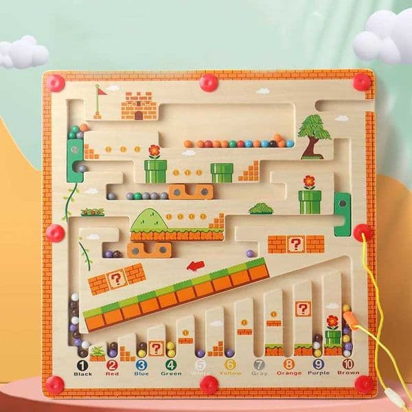 Magnetic Color Number Maze Wooden Board Activities Counting Matching Game Montessori Fine Automotive Skills Learning Toy W240827