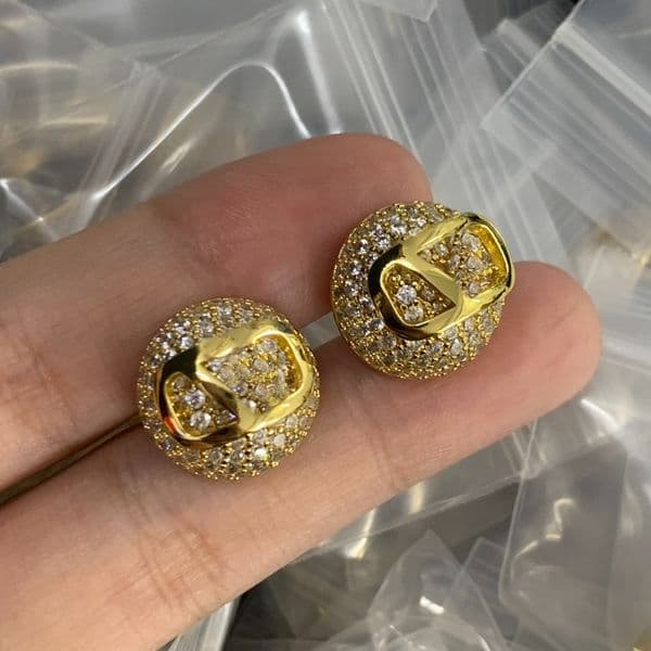 Luxury Designer Brand Earring High Quality Women Crystal Zircon Diamond 18k Gold Plated Studs Earrings Wedding Party Jewelry