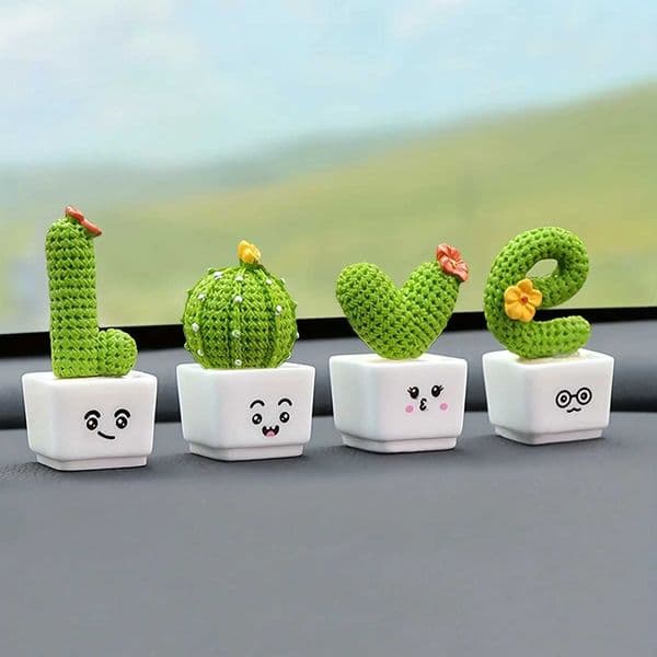 1 set 4 sets in total resin juicy cactus mini green plant car office home living room craft W240828