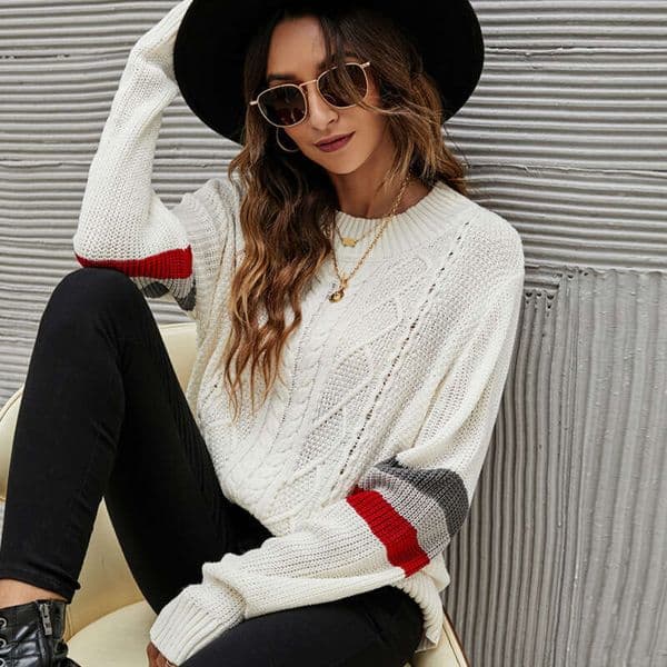 2024 Autumn/Winter New Fashion Pullover Knitwear Womens Loose Round Neck Long Sleeve Knitted Sweater