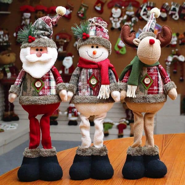 Santa Claus Snowman Reindeer Christmas Decoration 2024 Leg Table Mantle Decoration Plush Doll Christmas Gift W241008