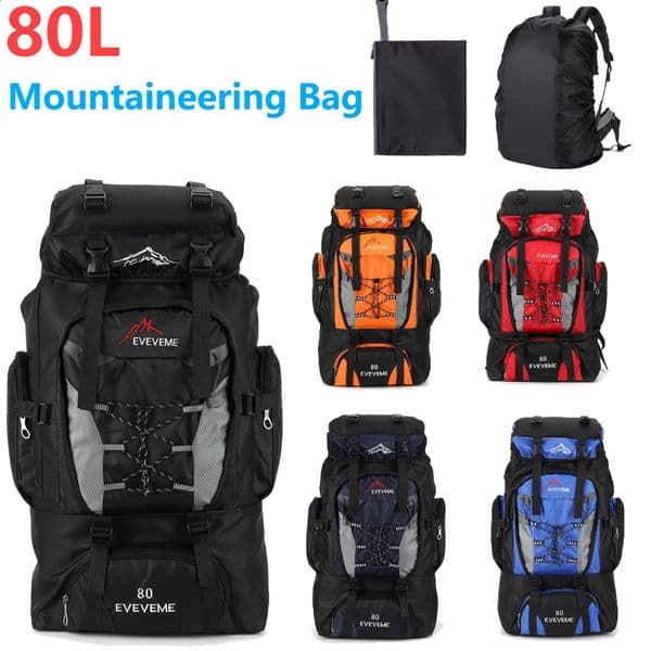80L Travel Backpack Camping Bag For Men Large Hiking Bag Tourist Rucksack Waterproof Outdoor Sports Climbing Mountaineering Bag 240829
