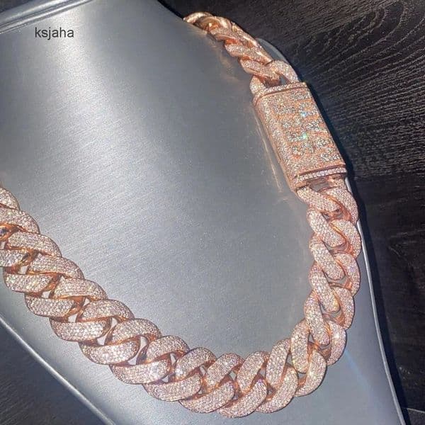 20 MM VVS Moissanite Diamond Thick Cuban Link Chain 925 Sterling Silver 24 Inches Necklace Men-Iced Hip Hop Weddings Parties