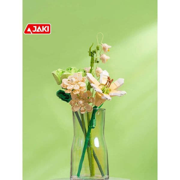 JAKI Jiaqi Building Assembly Simulation wer Block Flower Rose Suower Desktop Decoration Gift for Birthday and Teacher's Day