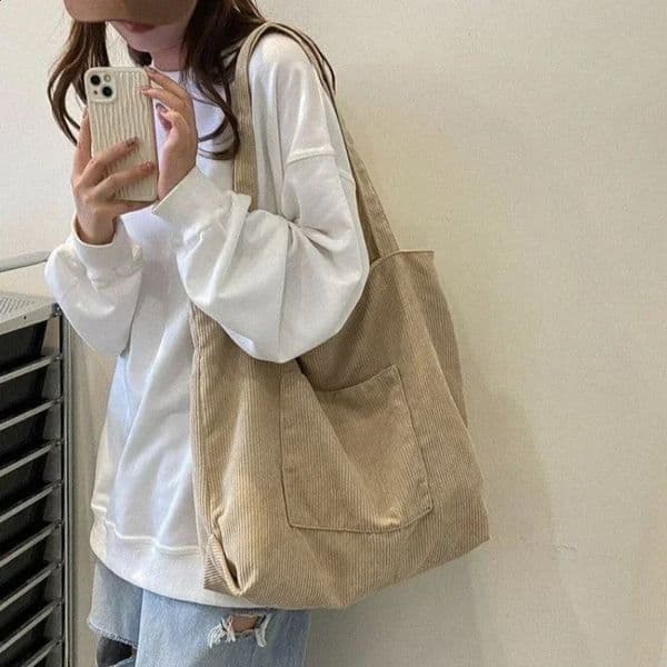 Womens Corduroy Tote Bags Large Shoulder Hobo Bags Casual Handbag Large Capacity Female Shopping Travel Work Commuting 240830
