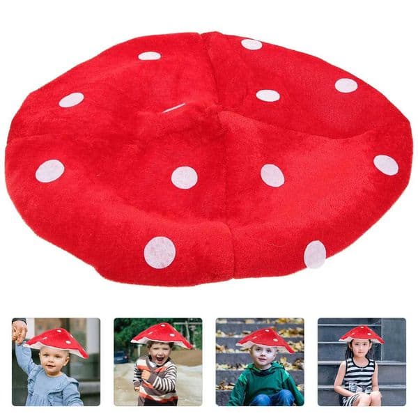 Mushroom hat costume role-playing hat party fun plush childrens beret red toad shaped accessories headwear female decoration cute W240830