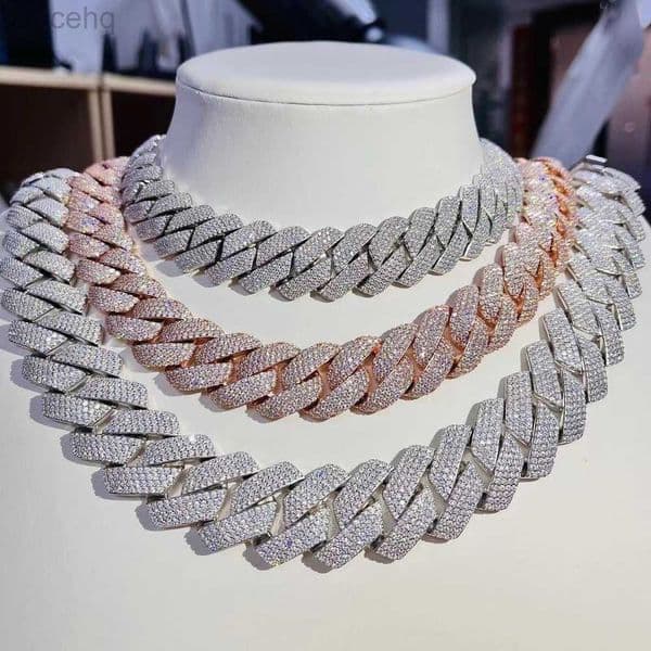 moissanite chain Cuban Link Chain Custom chain Pendant Necklaces Pass Diamond Test Vvs Moissanite Diamond Hip Hop Men Jewelry