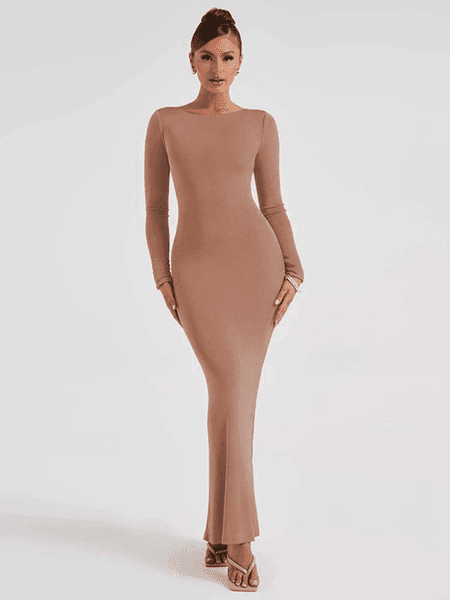 Casual Dresses Dress Long Skirt Sexy Backless Sleeved Elegant With Cross Tie Up High Waist And Buttocks Wrapped Fitted Evening