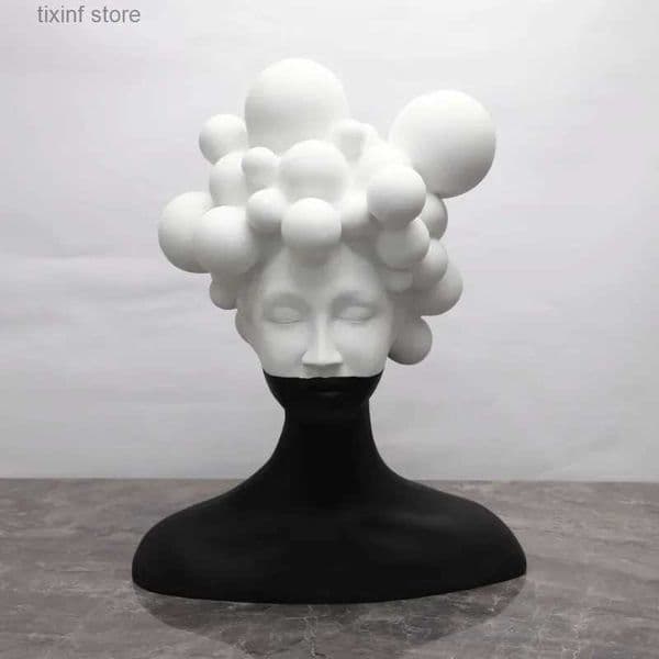 Decorative Objects Figurines Modern Minimalist Art Figure Sculpture Resin Ornaments Model Living Room Creative Black and White Girl Soft Decorations T240309