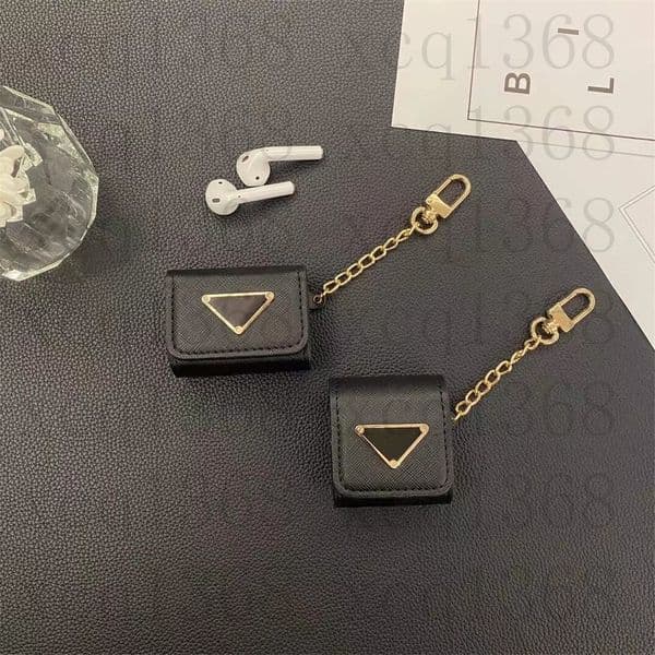 Luxury Designer AirPods Case Chain Strip Bag for Apple Air pod Pro 1 2 3 Generation Case Print Headset Packet Hook Clasp Keychain Anti Lost Earphone Shell Mini Bag Charm