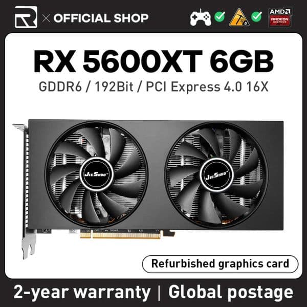 JIESHUO AMD RX 5600XT 6GB Graphics Cards Radeon RX5600 XT 6G Memory with 192bit GDDR6 Desktop computer GAMING GPU