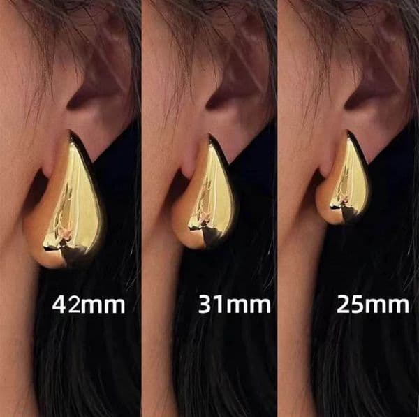 Women's 18K Gold-Plated Drop Earrings - Triangular Hoops with Shiny Finish for Parties & Gifts