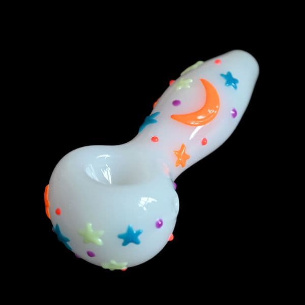 4in,Colorful Hand Drawn Glass Pipe,Cartoon Pattern With Glow In Dark,White Jade Pipe,Borosilicate Glass Bongs,Glass Hookah,Smoking Accessaries