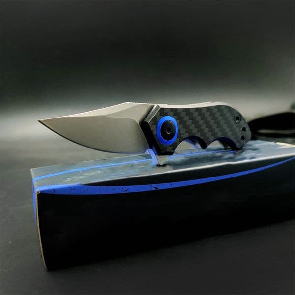 Mini Carbon Fiber 0022 Tim Galyean Flipper Tactical Knife 1.8" CPM-20CV Stonewashed Blade EDC Outdoor Self Defense Hunting Camping Knive 0808 0562 0707 Tools