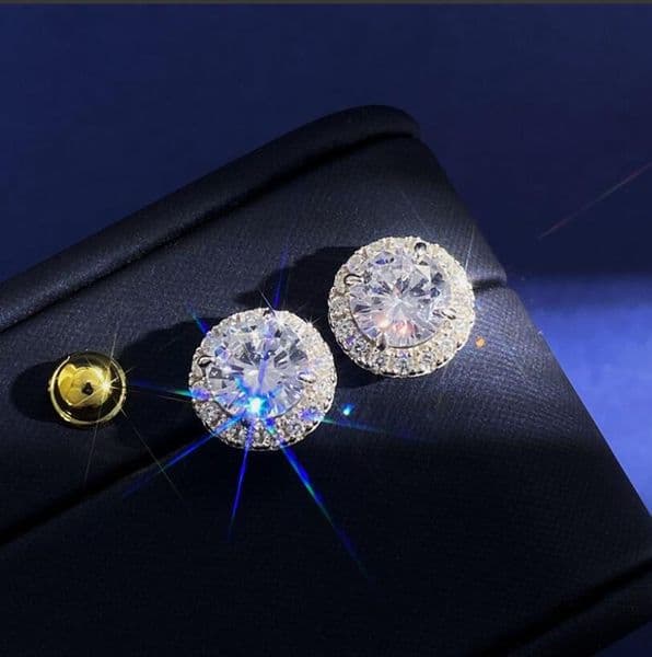 Drop Ship Stud Earrings Simple Fashion jewelry 925 Sterling Silver Round Cut 5A Cubic Zircon CZ Diamond Gemstones Party Women EarringGift