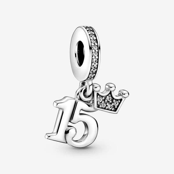 15th Birthday Dangle Charm 100% 925 Sterling Silver Luxurious Charm Women Snake Chain Bracelet Jewelry Making Components Necklace Pendant charms with Retail Box