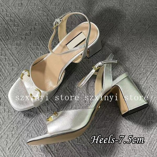 10A Quality Fashion Women's Leather Heels Sandals 7.5cm/9.5cm High Heels for Women 35-43