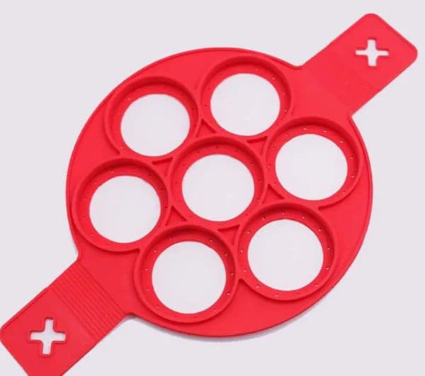 Non Stick Silicone Egg Mold Ring 7 Hole Pancake Maker With Handle For Frying Eggs And Cooking Breakfast