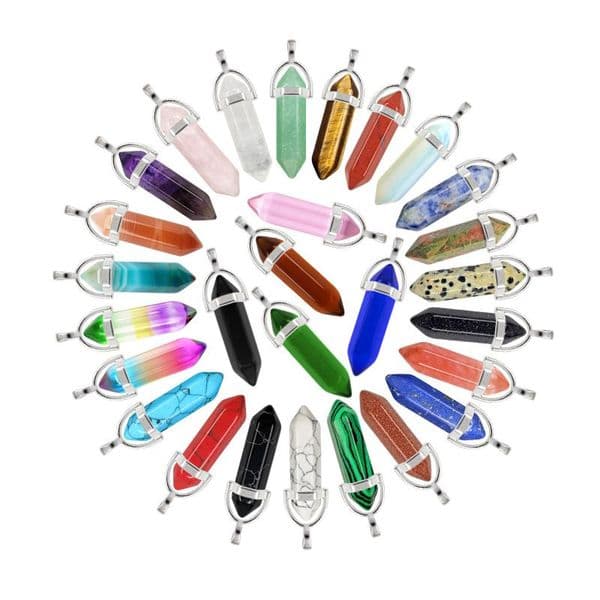 Natural Stone Hexagonal Column Quartz Necklace Pendants Bullet Crystal For Women Jewelry Making