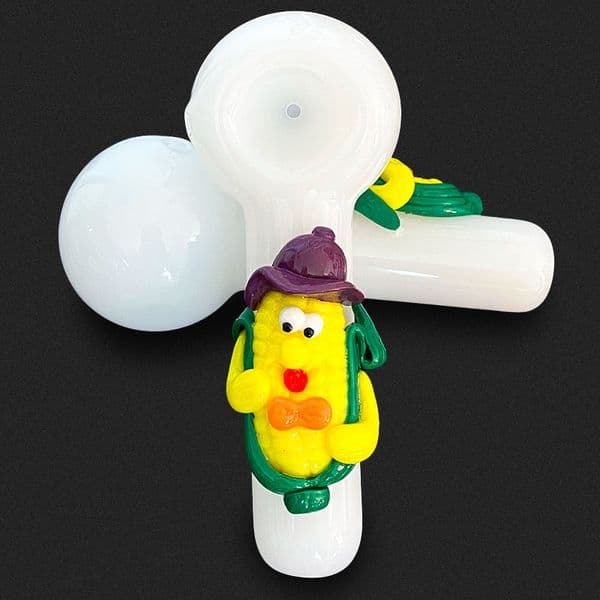 Colored Hand Drawn Glass Bong,Glass Water Pipe,White Jade Pipe,Borosilicate Glass With Corn Pattern,Glass Hookah,Tobacco Canister,Smoking Accessaries,Hippiesglass