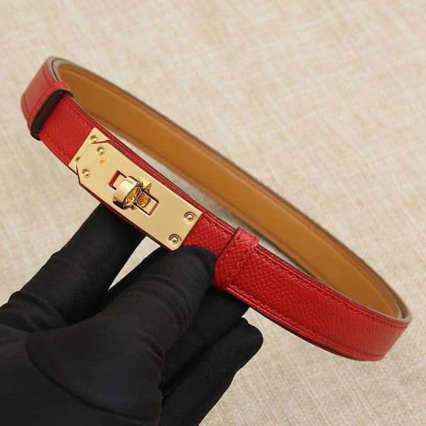 Women Designer Tight Belts Red Waistband All-Match Waist Belt High-Quality Locking Buckle Vintage Fashion Genuine Leather