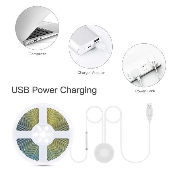 USB 5V COB LED Strip Makeup Vanity Light Penetrable Glass Touch Dimmer DIY Bathroom Dressing Table Mirror BackLight Lighting
