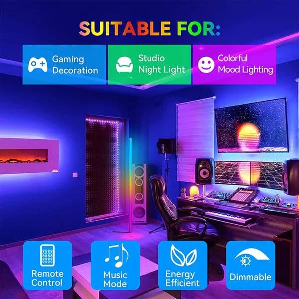 200cm RGBIC Modern Living Room Stand Lamps for Floor Corner Tuya WiFi Magic Color 2025 Changing Remote APP new Voice Control