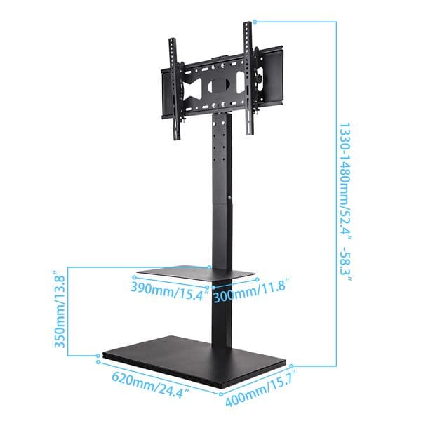 Floor TV Stand Mount Swivel Height Adjustable with Shelf HD Cable for 32- 65 Inch LCD LED Flat Screen TV up to 66 LBS