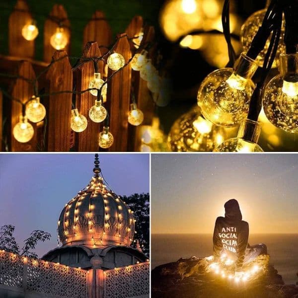 8 2025 Modes Solar Light Crystal new Ball 5M/12M/22M/ LED String Lights Fairy Lights Garlands For Christmas Party Outdoor Decoration