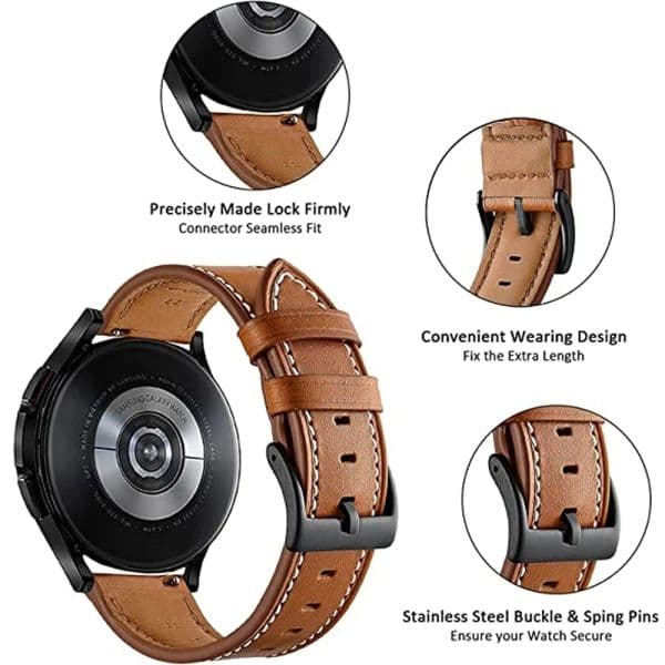 20mm Leather Strap For Samsung Galaxy Watch 5 Pro 45mm/4 Classic 46mm 42mm Bracelet Belt Watch 5/4 44mm 40mm Smart Watch Band